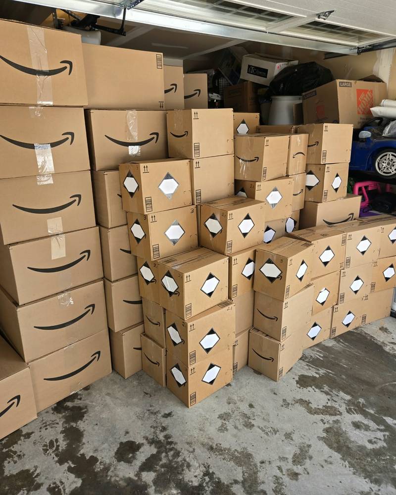 More boxes of donated goods waiting to be shared with members